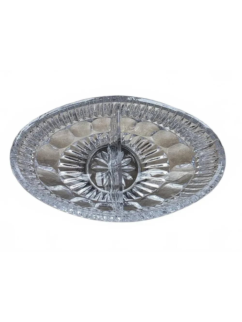William Adams Towle Crystal Divided Relish Dish Silverplate